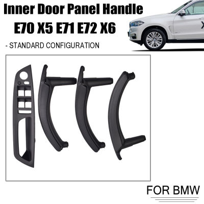 ที่เท้าแขนรถขวาด้านหน้าคนขับที่นั่ง RHD ภายในมือจับประตูแผงด้านในดึงตัดปกประกอบสำหรับ BMW E70 E71 X5 X6 07-13