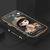 Hontinga Casing Case For OPPO F9 Realme 2 Pro U1 Case Fashion Cartoon Cute Girl Luxury Chrome Plated Soft TPU Square Phone Case Full Cover Camera Protection Anti Gores Rubber Cases For Girls