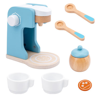 Wooden kids simulation real life kitchen toy set game early education toy bread machine coffee maker mixer baby educational toy