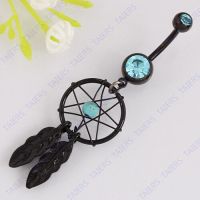 Dream Catcher Hitam สวยจิวสะดือแฟชั่นเจาะร่างกายเครื่องประดับท้องบาร์14G 316L เครื่องประดับนิกเกิลฟรี