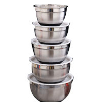 Stainless Steel Mixing Bowls (Set of 5) Whisking Bowls Set Mixing Basin For Cooking Baking Kitchen Fruit Salad Noodle Rice Bowl