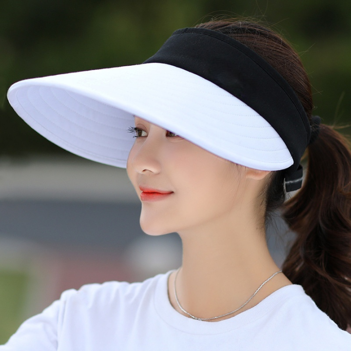 hot-women-summer-sun-visor-wide-brimmed-hat-beach-hat-adjustable-uv-protection-female-cap-packable