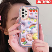 เคส JIUMOO สำหรับ Samsung Galaxy A04s A13 5G ลายดอกไม้สีรุ้งขอบลอนนุ่มกันกระแทก TPU ซิลิโคนแบบใสเคสมือถือป้องกันการตกเคสปกป้องหัวกล้องรวมทั้งหมด