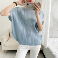 Niche Design Sense 2022 Summer New Product Pleated Top T-Shirt Egg-shaped Irregular Clothes Womens Comfortable Casual