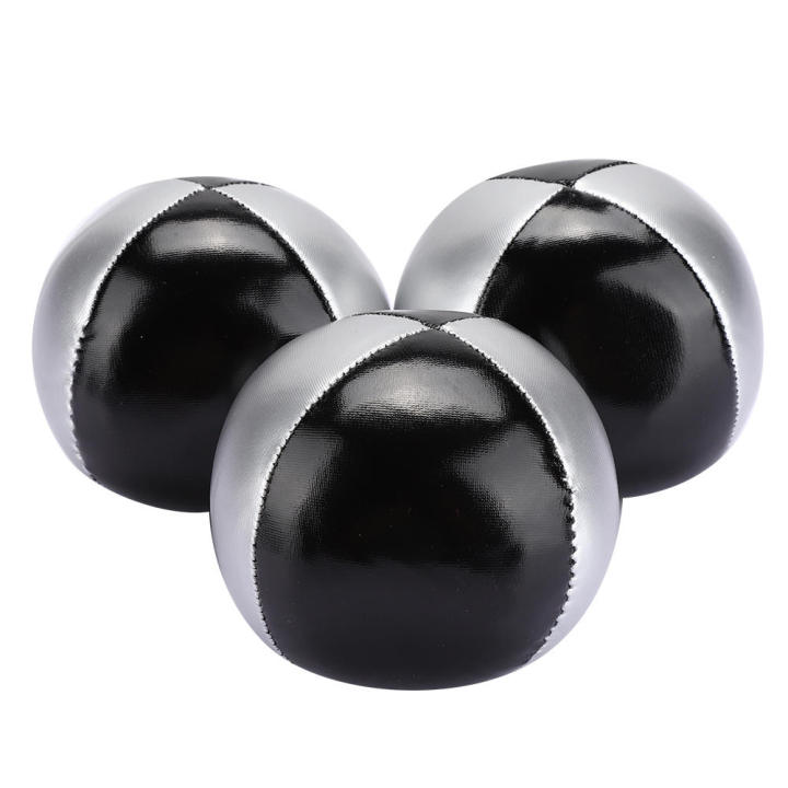 3pcs-หนัง-pu-สีเงินดำพักผ่อนในร่มเล่นกลอุปกรณ์ประสิทธิภาพลูกบอล