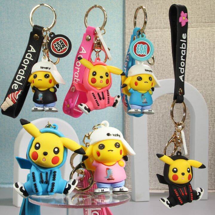 cw-new-fashion-anime-keychain-cartoon-chain-soft-glue-hand-pendant-pikachu-for-children