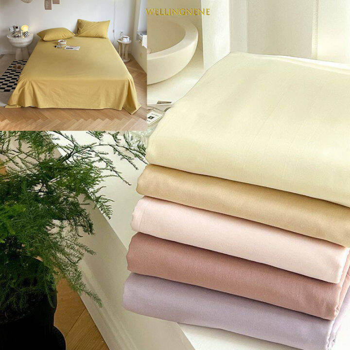 Solid Color Flat Sheet Single/Double/Queen/King/Super King Size Bed