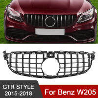 สำหรับ Benz W205 C Class 2015-2018 GTR สไตล์รถกันชนหน้า Racing Grille (พร้อมกล้อง) อุปกรณ์เสริมอัตโนมัติ