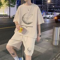 【Hot Sale】 Waffle casual suit mens summer ice silk short-sleeved t-shirt with handsome basketball sportswear