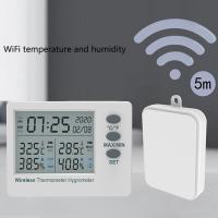 Wall Mount Tabletop Temperature Humidity Detector Indoor Outdoor Wireless Thermometer Hygrometer with LCD Display