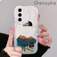 Chenyyka เคสปลอกสำหรับ Samsung S23บวก S23อัลตร้าแฟชั่นบริเวณภูเขาเคสมือถือกันกระแทกแบบใสนิ่มลายคลื่นเนื้อครีมกรอบป้องกันซิลิกาเจลโปร่งใสลายกล้องถ่ายรูปสุดสร้างสรรค์