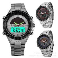 [COD] new mens watch large dial double display quartz luminous waterproof student sports watch