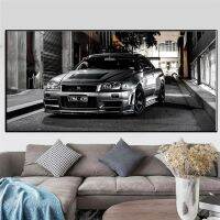 ผ้าใบวาดภาพศิลปะสมัยใหม่ที่พิมพ์ความละเอียดสูงรถสปอร์ต Nissan Skyline ภาพรถ Gtr โปสเตอร์ภาพศิลปะตกแต่งผนังข้างเตียงบ้าน1ชิ้นกรอบไม้ด้านในหรือไร้กรอบ (หรือกรอบอะลูมินัมอัลลอยสีดำ)