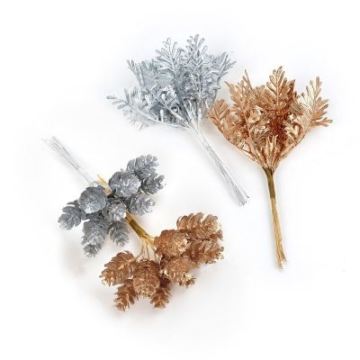 【cw】 10pcsDecoration Accessories GoldPine Cone LeafHandmade GiftDecoration Artificial Flower