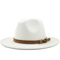 New Women Men Wool Fedora Hat With Leather Ribbon Gentleman Elegant Lady Winter Autumn Wide Brim Jazz Church Panama Sombrero Cap