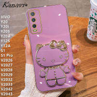 Kanavi เคสโทรศัพท์แฟชั่นสำหรับ VIVO Y20 Y20i Y12S Y20A V2042 Y12A S1 S1โปร V2026 V2027 V2028 V2029 Y20S V2043แต่งหน้าแมวด้วยไฟฟ้าสุดหรูฝาครอบโทรศัพท์ซิลิโคนนิ่มกันกระแทก