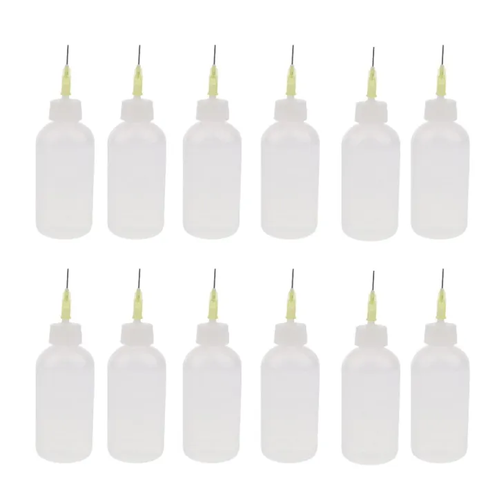 Moon Rodeo 12pack 50ml Steel Needle Tip Plastic Glue Applicator Bottle