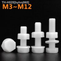 50-5Pcs M3 M4 M5 M6 M8 M10 M12 White Nylon Hexagonal Screw Nut Washer Set Metric Threaded Hex Head Screw Plastic Insulated Bolt