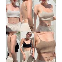 พร้อมส่ง? Knit bra??(270฿ฟรีส่ง) โอ๊ยยยแซ่บไม่ไหวแล้วค่าา! ไฟต้องลุก เสื้อนิตบราถักสายเดี่ยวผูกหลัง ใส่ยั่วๆสะกดทุกสายตา