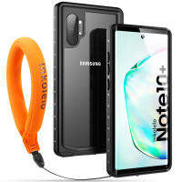 Inkolelo ซองกันน้ำสำหรับ Samsung Galaxy Note 10 + 5ก./ 10บวก6,8นิ้วเต็มรูปแบบว่ายน้ำดำน้ำลึกปกป้องงานหนักฝาครอบกันกระแทกพร้อมสายคล้องสีดำ