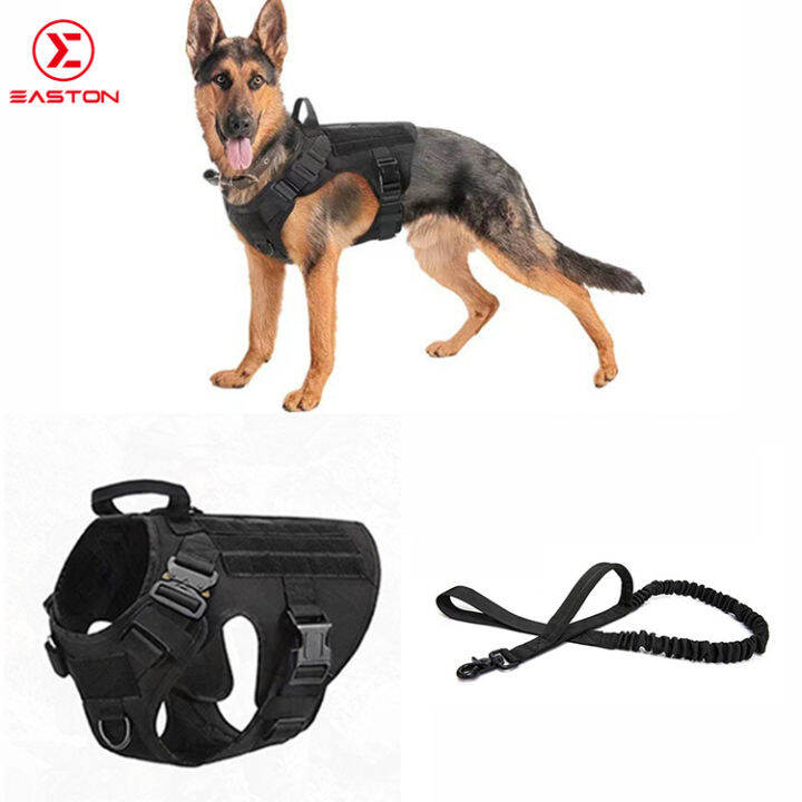 Tactical Dog Harness German Shepherd Vest Nylon Bungee Leash For Small
