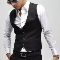 new version V neck vest men wholesale casual gilet Single breasted vests leisure suit for men colete black waistcoat