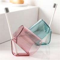 Household Transparent Toothbrush Washing Cup With Toothbrush Slot Bathroom Tumblers Inverted Drain Mouthwash Cup Plastic