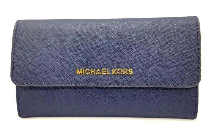 Michael Kors Jet Set Travel large Trifold Wallet - Blossom Fawn | Lazada