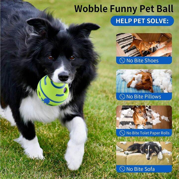 Talking dog toy, wobble giggle ball that makes noise when shaken or