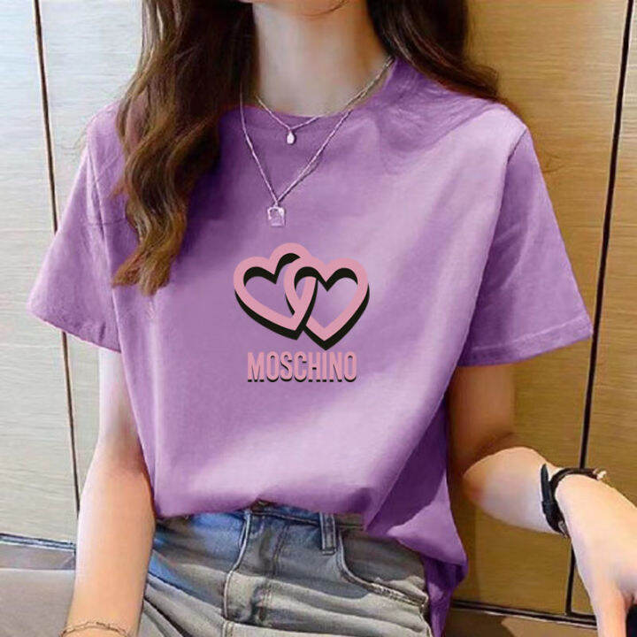 เสื้อยืดคอกลมสำหรับผู้หญิงแขนสั้นพิมพ์ลายการ์ตูนสีดำลำลองใหม่ฤดูร้อนเสื้อยืดหลวมแฟชั่นสำหรับผู้หญิงเรียบง่ายขนาดใหญ่สไตล์เกาหลี
