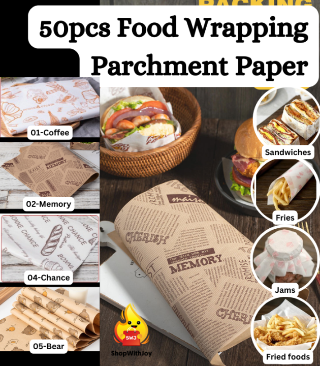 【ShopWithJoy】50pcs Sandwich Paper Food Wrapping Parchment Paper Toast ...