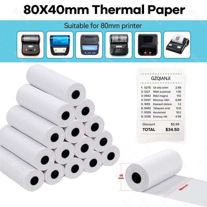 Universal Paper 80x40mm Thermal Receipt Paper for All Mini 80mm Inkless