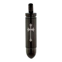 IJD2436 High Quality Black Stainless Steel Bullet Cremation Jewelry For Ashes - Custom Engraving Keepsake Memorial Urn Necklace