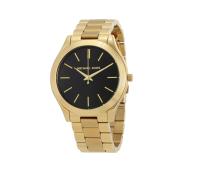 นาฬิกาผู้หญิง MICHAEL KORS Slim Runway Black Dial Gold-tone Ladies Watch MK3478