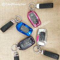 เคสรีโมทรถยนต์ Toyota Fortuner ฝาหน้าปุ่มใสและหลังใสเห็นโลโก้ (TPU Key Cover with PC Transparent Push button Guard) Toyota Key Sets Model Alphard, Vellfire, Camry 2015-18, Fortuner GR, Legender