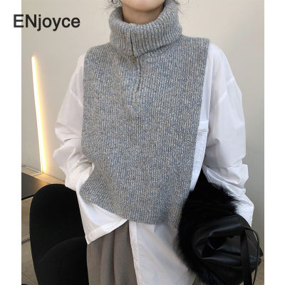 20212021 Spring Cashmere High Collar Wool Knit Scarf Women Knitted Sweater Cloak Shawl Coat Luxury Scarves Neck Warmer New Designer