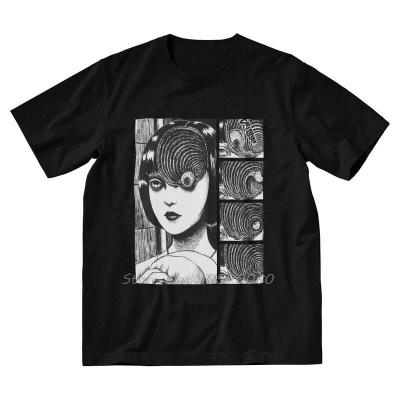 Uzumaki Junji Ito T-Shirt Men Novelty T Shirts Short Sleeve Japanese Horror Manga Tomie Tshirt Cotton Tee Tops Clothes