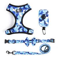 Dog Printing Chest Leash Harness Vest Breathable Reflective Design Nice Bow Collar For Puppy Medium Dogs Outdoor Pet Supplies