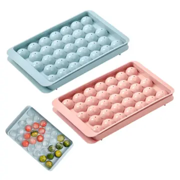 Ice Ball Maker Mold Mini Round Ice Cube Tray Reusable with Lid for Freezer