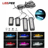 LEEPEE ไฟตกแต่งไฟ LED ติดในรถ,4ชิ้น/เซ็ตที่เท้าแขนโคมไฟสร้างบรรยากาศอัตโนมัติภายในมือจับประตู