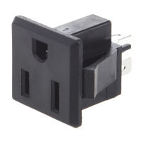 AC 125V 15A Panel Mount US Outlet Power Socket Black