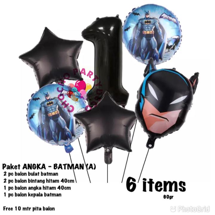 Dekorasi ulang tahun Batman Paket balon karakter batman angka