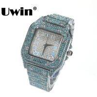 ZZOOI UWIN Mens Fashion Crystal Watch Luxury Diamond Bracelet Watch Big Face Square Full Bling Iced Out Watch for Men Hip Hop Rapper