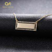 Personalized Iced Out Zirconi Engrave bar Necklace Custom name Any Language choker Gold stainless steel jewelry womenmen gift