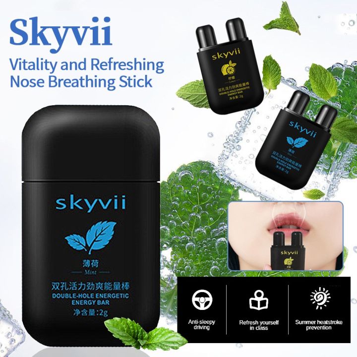 Tattie 💝2023 New 💝 Skyvii Double Hole Vital Oil Energy Bar Cool Nostril ...