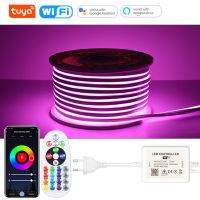 Tuya Smart WiFi 220V RGB Neon Strip Light IP67 Ribbon Tape Flexible Bluetooth Music LED Neon Sign Lamp 5050 Alexa Voice Control