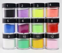 12 Boxes/Set Mix Color Pigment Powder Sculpting Powder 3D ACRYLIC Nail DIPPING POWDER in 10 ML Jar Nail Art Kit ACRYLIC Powder