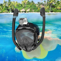 มุมมองแบบพาโนรามาดำน้ำดูปะการังว่ายน้ำที่มี2 Snorkels ป้องกันหมอกป้องกันการรั่วเต็มใบหน้าซิลิโคนแว่นตาดำน้ำหายใจหน้ากากดำน้ำ