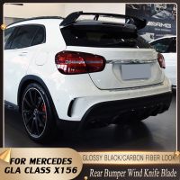 Car Rear Bumper Wind Blade For Mercedes GLA Class X156 GLA200 260 GLA45 AMG 2013-2018 ABS Glossy Black/Carbon Fiber Look