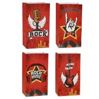 [HOT YAPJLIXCXWW 549] 8Pcs Rock And Roll Music Party Supplies 80S 90S Candy Bags Music Theme Party Favors Treat Birthday Goody Bag